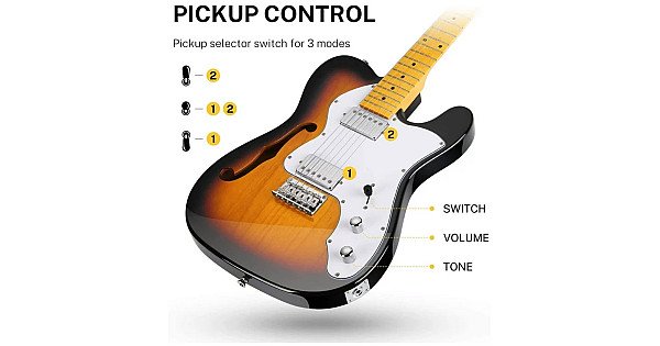 Donner DJC 1000STC Jazz Electric Guitar Thin line F Hole